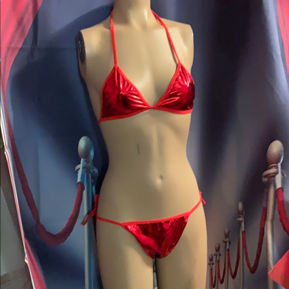 New Red Metallic Bikini sm/med sexy